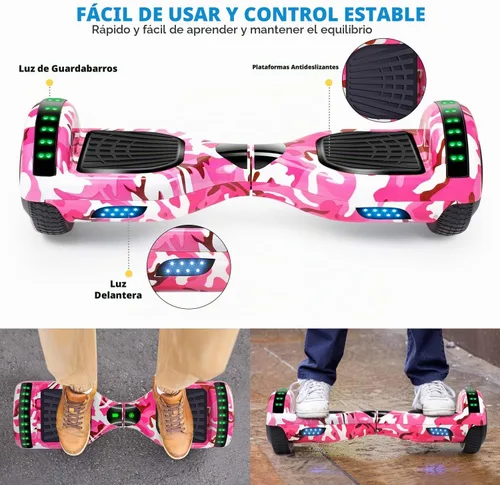 Vista 5 de FLYING-ANT Hoverboards Certificado UL 6.5 Patinete Inteligente Scooter Eléctrico de Dos Ruedas con Autobalance con Luz Bolsa Gratis y Cargador Rosa