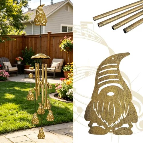 Vista 10 de Campanillas de viento únicas para exteriores – Campanillas de viento grandes de hadas para decoración al aire libre, hogar, césped, porche, patio