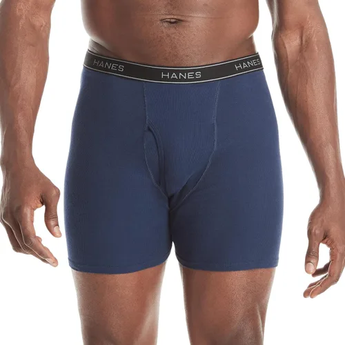 Vista 2 de Hanes Calzoncillos tipo bóxer para hombre, ropa interior de algodón suave y transpirable con cintura ComfortFlex, paquete múltiple