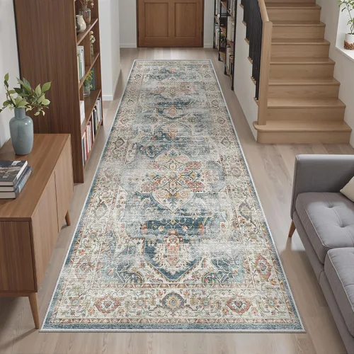 Vista 70 de Madane Alfombra lavable de 2 x 3 pies, alfombra de entrada pequeña, antideslizante, vintage, para entrada interior, alfombra de pelo bajo