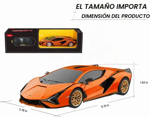 Vista 2 de Coche RC con licencia 1/24 para Lamborghini Sian FKP 37 con control remoto Naranja