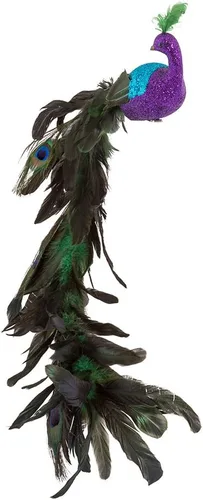Vista 5 de Kurt Adler - Pavo real grande de plumas moradas y azules, multicolor, 26 pulgadas