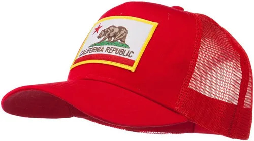 Vista 7 de e4Hats.com Gorra de malla de sarga parcheada con bandera del estado de California