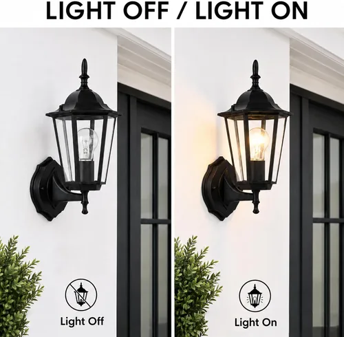 Vista 6 de Paquete de 2 lámparas de pared para exteriores, luces negras