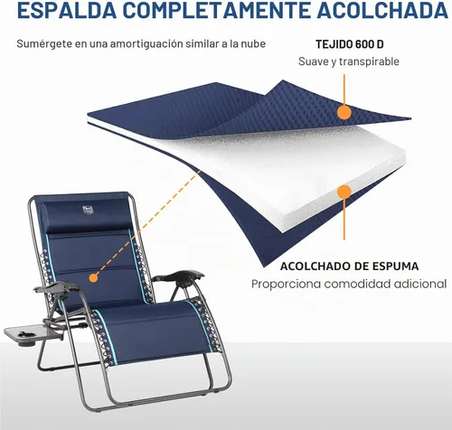 Vista 8 de TIMBER RIDGE Silla reclinable de gravedad cero extra grande, de 33 pulgadas de ancho XXL, con mesa auxiliar, silla de salón acolchada completa