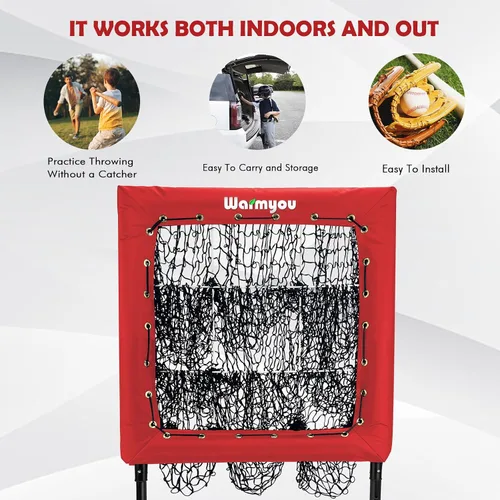 Vista 4 de Pitching Net, Portable 9 Hole Baseball & Sotball with Strike Zone - Height Adjustable Easy Setup for Indoor/Outdoor