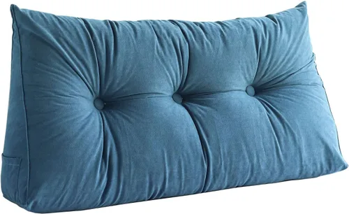 Vista 11 de Almohada de cuña para cabecera para dormir, almohadas de descanso de espalda con funda extraíble, almohada de lectura triangular para sentarse