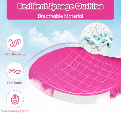 Vista 9 de Costzon Silla para niños, silla de estudiante de altura ajustable con ruedas de freno para sentarse, soporte lumbar, profundidad del asiento