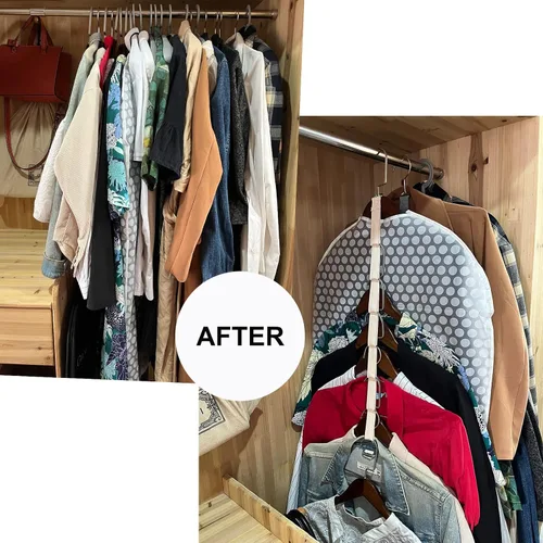 Vista 2 de Perchas para camisas que ahorran espacio, múltiples perchas para dormitorio, ahorran espacio en el armario para colgar ropa, resistentes, paquete