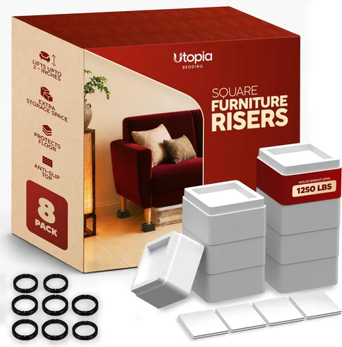 Vista 8 de Utopia Bedding Elevadores de Cama de 2 Pulgadas - Paquete de 4 - Elevadores de Muebles con Espuma Antideslizante y Almohadilla de Goma - Elevadores