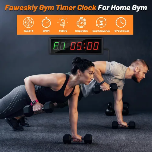 Vista 2 de Reloj temporizador de gimnasio mejorado para Tabata/FBG/EMOM – Gran intervalo digital de entrenamiento para entusiastas del fitness, cuenta