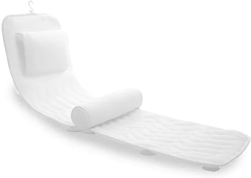 Vista 8 de AEROiVi Almohada de baño de cuerpo completo con rollo lumbar ajustable Almohada de tina con 14 ventosas Malla de aire 3D para adaptarse a cualquier