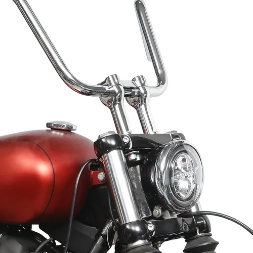Vista 5 de TCT-MOTORPARTS Manillar de elevación cromado de 4" Compatible con manillar de 1" para Harley Dyna Low Rider Softail Deluxe 4" Riser Handlebar;Fit