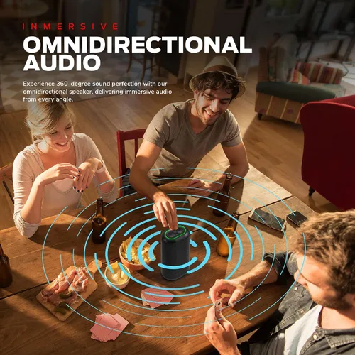 Vista 7 de Monster DNA Max - Altavoz Bluetooth portátil, altavoz portátil con sonido de 360 graves y almohadilla de carga inalámbrica certificada Qi de 10 W