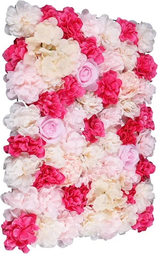 Vista 3 de Paneles de pared de flores artificiales de 16 x 24 pulgadas, tapetes de pared de flores de seda para jardín al aire libre, patio, valla, valla de 4