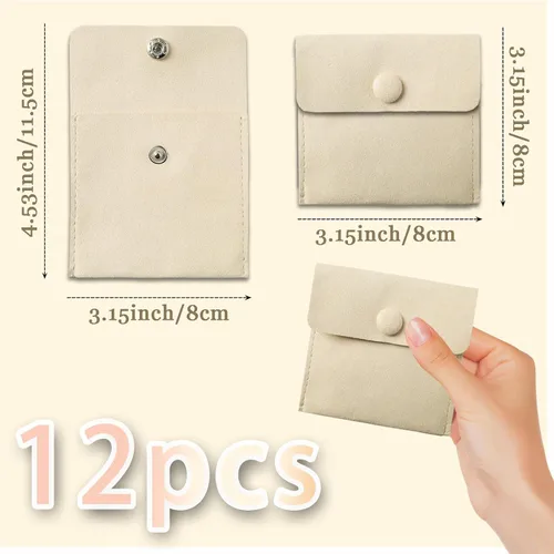Vista 2 de Heliltd 12pcs bolsa de joyería de microfibra 3.1x3.1 in Bolsas de joyería de microfibra Bolsa de embalaje de joyería de microfibra Bolsas de regalo