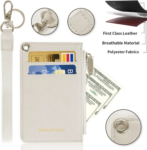 Vista 4 de Carteras pequeñas para mujer, tarjetero de piel delgado, cartera de monedas con llavero