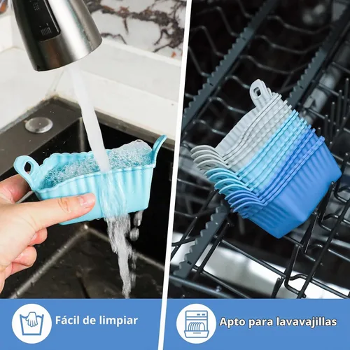 Vista 7 de Koluti Paquete de 12 tazas de silicona antiadherentes para magdalenas, moldes reutilizables para cupcakes con doble asa, libres de BPA, mini