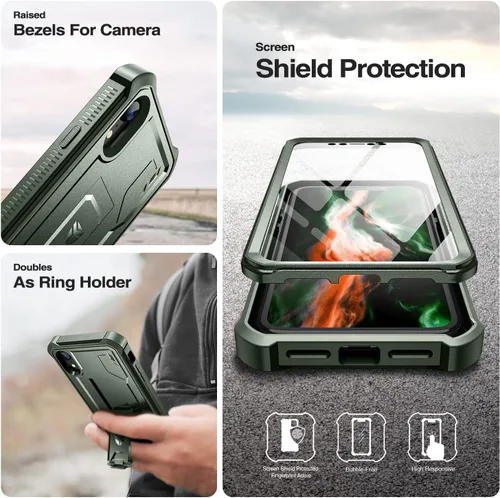Vista 7 de Dexnor Funda para iPhone XR, [Protector de pantalla y soporte integrados] Protección de grado militar resistente a prueba de golpes para iPhone XR