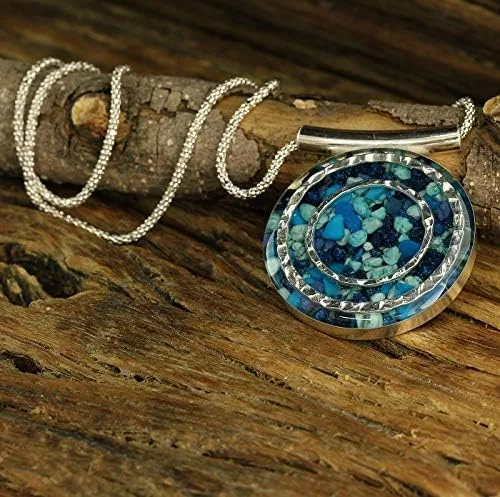 Vista 3 de Stera Jewelry - Pendientes de plata de ley 925 con revestimiento esmaltado, color azul