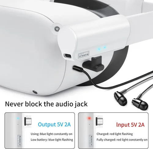 Vista 3 de Battery Pack for Quest 2,3300mAh Battery Pack Compatible with Meta Quest 2,Ultra Compact & Lightweight,Extra 1.5 Hours Play Time