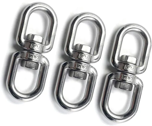 Vista 8 de Lependor Gancho giratorio de acero inoxidable 304 de doble extremo, grillete giratorio ojo a ojo, accesorios de conector de anillo de doble extremo