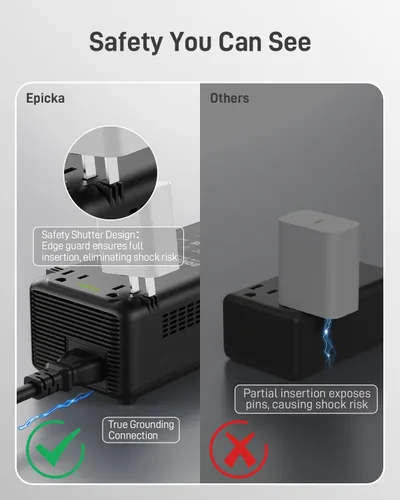 Vista 7 de EPICKA Convertidor de voltaje de onda sinusoidal pura de 2000 W, transformador de potencia de 220 V a 110 V con carga rápida PD USB-C de 20 W, 2