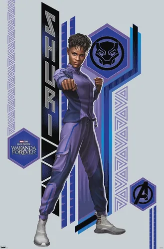 Vista 11 de Trends International Marvel Black Panther: Wakanda Forever - Póster de pared Shuri, 22.4 pulgadas de largo x 14.7 W, versión enmarcada de madera