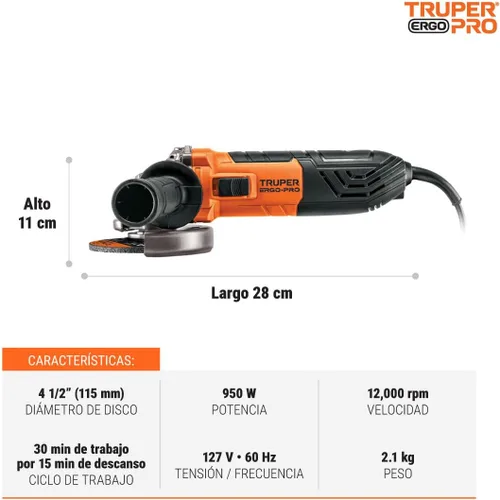 Vista 3 de Amoladora angular 4-1/2 ', ERGO-PRO, 900 W