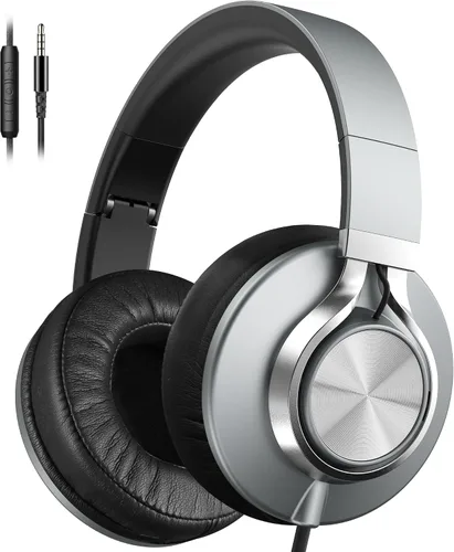 Vista 7 de AILIHEN C90 Auriculares con Cable con Micrófono y Control de Volumen, Auriculares Over Ear con Cable de 3.5mm con Reducción de Ruido, Auriculares