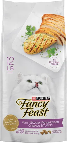 Vista 10 de Fancy Feast Purina with Savory - Alimento seco para gatos con pollo y pavo, 16 onzas