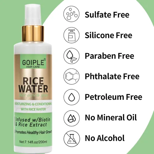 Vista 9 de Agua de arroz WOZUTUNT para el crecimiento del cabello, 7.14 onzas líquidas sin enjuague, productos para el cuidado de mujeres y hombres, aerosol
