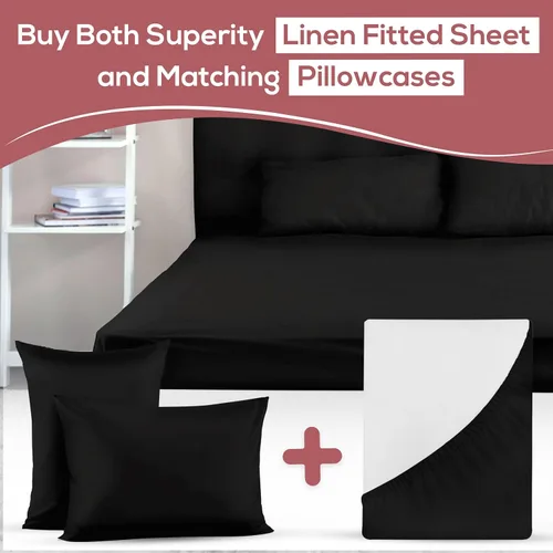 Vista 9 de Superity Linen Fundas de almohada de tamaño estándar, paquete de 2 unidades, 100% algodón suave y cómodo, color negro