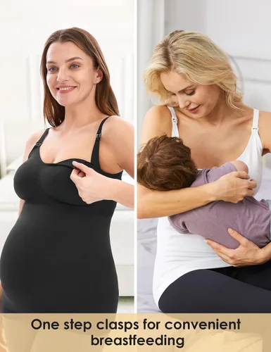 Vista 3 de HOFISH Camisetas sin mangas de lactancia para lactancia materna, cómodas y elásticas