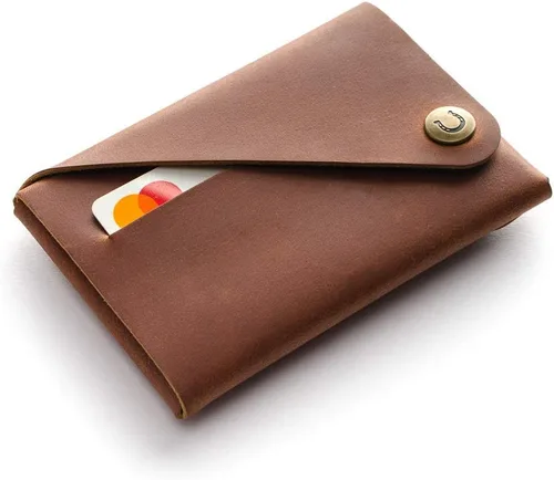 Vista 10 de Crazy Horse Craft Cartera minimalista personalizada, monedero de cuero con Verde alpino