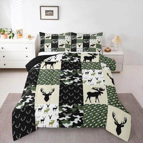 Vista 34 de Erosebridal Juego de edredón de bandera estadounidense tamaño individual para niños y adolescentes, juego de ropa de cama de camuflaje, edredón