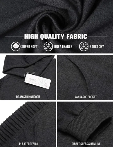 Vista 4 de COOFANDY Sudadera con capucha de entrenamiento para hombre, ligera, atlética, moderna, con bolsillo