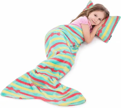 Vista 22 de Catalonia Manta de cola de sirena para niñas, saco de dormir de sirena que brilla en la oscuridad para niños de 3 a 14 años, regalo de sirena