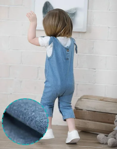 Vista 5 de LAPA Enterizo de mezclilla para bebés y niñas, overol de mezclilla para recién nacidos