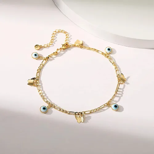 Vista 8 de Tobillera para mujer, chapada en oro de 18 quilates, tobillera con dije de oro, impermeable, para verano, playa, cadena de pie, joyería para regalos