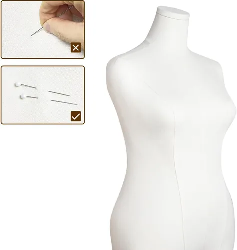 Vista 3 de Maniquí femenino Torso de talla grande para mujer, formas de vestido para coser cuerpo maniquí resistente base metálica plateada para ropa, vestido