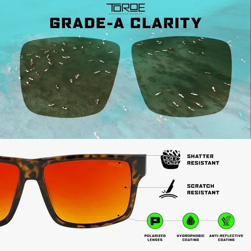 Vista 3 de TOROE Classic RANGE TR90 - Gafas de sol polarizadas irrompibles con lentes AR de policarbonato recubierto hidrofóbico