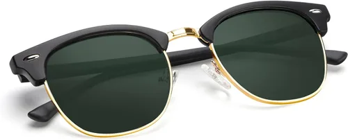 Vista 63 de KALIYADI Gafas de sol polarizadas para hombres y mujeres, marco semi sin montura, para conducir con bloqueo UV A01-(1 Pack) Tortuga Mate G15