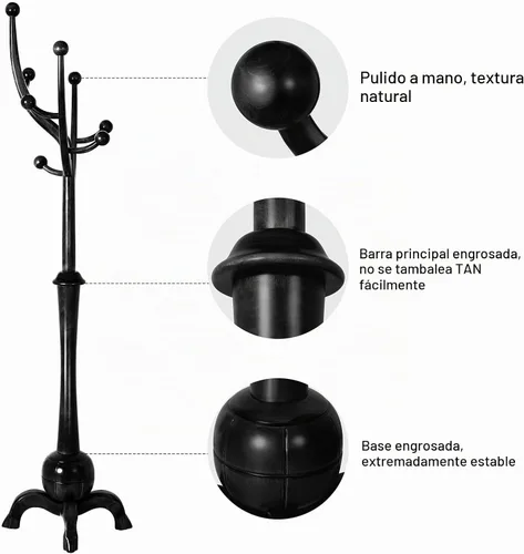 Vista 3 de Perchero de Pie de Madera Resistente con 8 Ganchos, Diseño Único con Aspecto de Rama de Árbol, Perchero de Árbol Premium para Colgar Ropa con Base