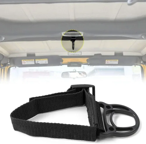Vista 4 de JeCar 2 piezas de gancho para barra enrollable para colgar ropa para Jeep Wrangler CJ YJ TJ LJ JK JKU JL JLU JT Sports Sahara Freedom Rubicon & Negro