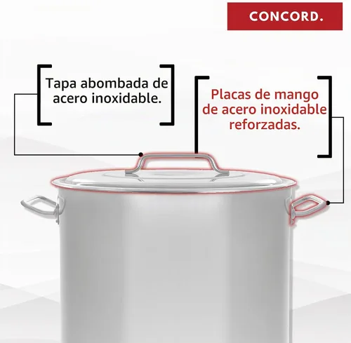 Vista 8 de CONCORD Olla de acero inoxidable con cesta de vapor. Utensilios de cocina ideales para hervir y cocinar al vapor (24 cuartos de galón)