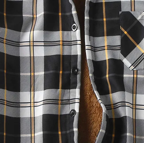 Vista 14 de Camisas casuales de franela de manga larga con botones y ajuste regular para hombre para otoño e invierno con forro polar