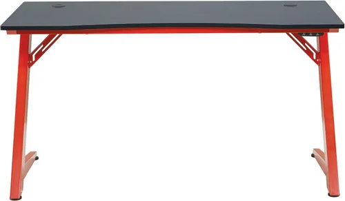 Vista 8 de OSP Home Furnishings Beta Battlestation - Escritorio para juegos con luces LED RGB Bluetooth, color rojo mate