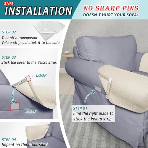 Vista 5 de Roytub Fundas para Brazos de Sofá, Funda Transpirable para Reposabrazos de Sofá, Sillón, Loveseat, Fundas para Brazos de Reclinable Resistentes a