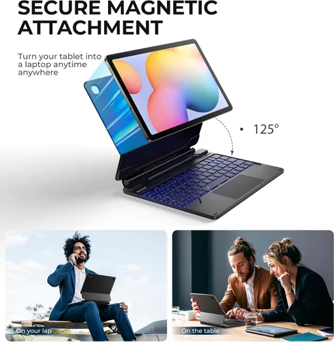 Vista 3 de Dexnor Funda con Teclado para Samsung Galaxy Tab S6 Lite de 10.4 Pulgadas con Teclado Magnético Soporte de Cantilever Flotante Multi-Touch Trackpad